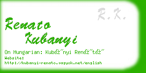 renato kubanyi business card